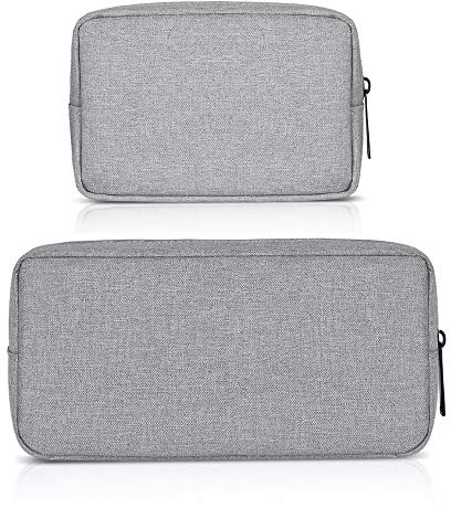 ERCENTURY Universal Electronics/Accessories Soft Carrying Case Bag, Durable & Light-weight,Suitable for Out-going, Business, Travel and Cosmetics Kit (Gray-Small&Big)