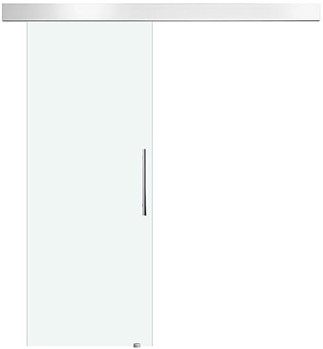 HOMCOM Porta Scorrevole in Vetro Trasparente con Binario e Maniglia in Alluminio per Bagno Cucina Studio 210x75x0.8cm