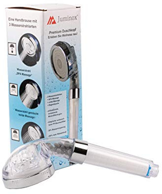 Hochdruck Duschbrause Duschkopf Handbrause 3 Fach verstellbar mit PP-Baumwollfilter antikalk filter (Weiß)