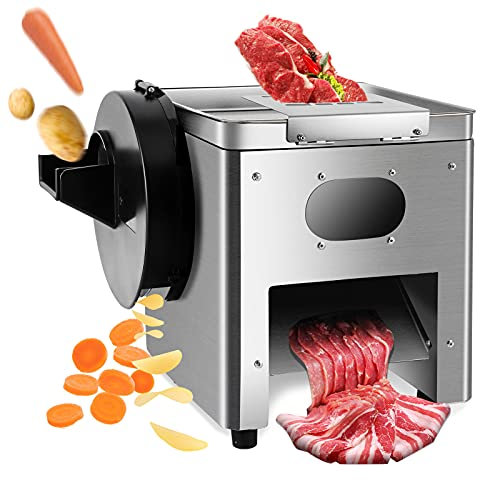 Moongiantgo Kommerzielle Fleischschneider, Schneidemaschine, elektrischer Gemüsehobel, 400 kg/h Edelstahl, Fleischstreifen, Würfel, Schneider für knochenloses Fleisch, hartes Gemüse, Obst