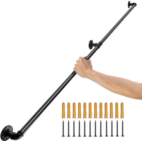 VEVOR Corrimano Scale per Interne Esterni da 1,52 m, Ringhiere a Parete in Acciaio, Corrimano per Scale in Tubi 2 Pezzi, Ringhiera Passamano Montaggio a Parete Capacità 200 kg Corrimano Maniglia