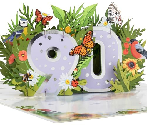 Cardology– Pop-Up-Karte zum 90. Geburtstag – Karte zum 90. Geburtstag für Damen