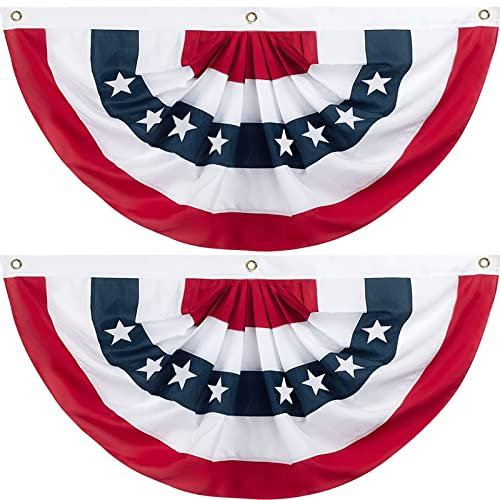 Wimpelkette mit amerikanischer Flagge, USA-Flagge, plissiert, 6 x 122 cm, halbe Flaggen für Veranda, Zuhause, Outdoor, patriotische Dekorationen (2 Stück)