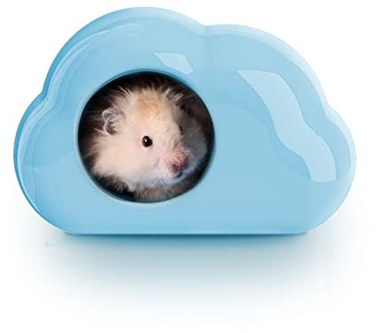 BUCATSTATE Keramikhaus für Hamster, Kaubares Versteck Tunnel in Wolken-Form Großen Eingängen, Kühles Bett, ideal für den Sommer per Chinchilla, Ratte, Mäuse, Rennmäuse (Blue-L)