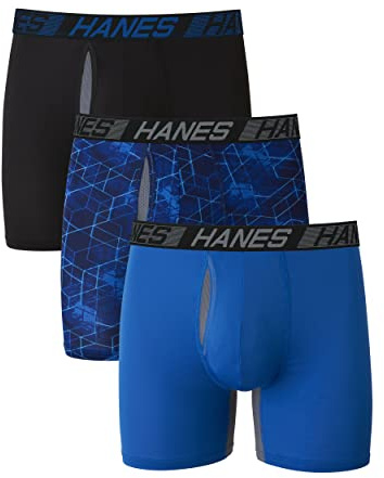 Hanes Total Support Pouch boxershorts för män, X-temp-kylning, fukttransporterande underkläder, normal, långa ben och shorts, 3-pack, XL