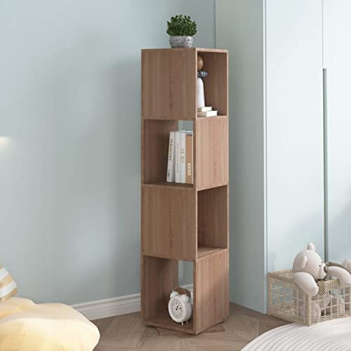 Chenshu Drehregal, Standregal, Drehbares Bücherregal, Drehbares Regal, Bad Regal, Bücherturm Freistehend, Toilettenregal, Sonoma-Eiche 34,5x34,5x147,5 cm Spanplatte