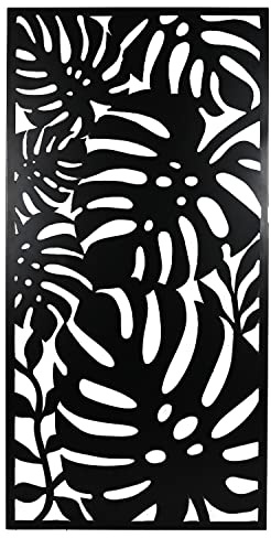 Deenz Indoor/Outdoor Ornate Metal Wall Screen Tropical Leaf Garden Extra Large 120Cm x 60Cm Wall art (Black)