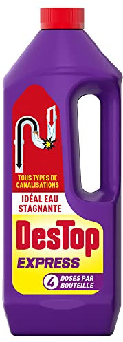 Destop Express Gel Déboucheur Canalisation 4 doses - Idéal eau stagnante - Tous types de canalisations - Produit Canalisation 950ml