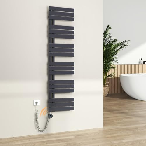 S'AFIELINA Badheizkörper elektrisch Thermostat 1599×400mm Anthrazit 800W | Handtuchheizkörper mit WiFi, programmierbarer Timer, LCD, Flachrohr, Handtuchwärmer elektrisch für Badezimmer