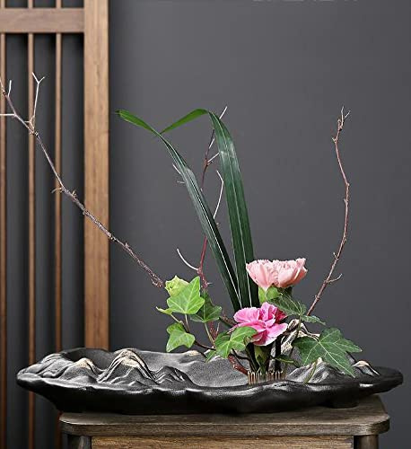 Vaso di fiori in ceramica giapponese Ikebana per organizzare i fiori, contenitore per composizioni floreali per vaso Ikebana e vaso di fiori rotondo Rana A06