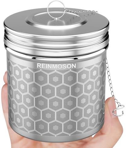 Reinmoson Edelstah Extra Groß Teesieb für losen Tee – 8,1 x 7,6 cm Gewürzei Teeei mit extra fein Netz, 304 Edelstahl Teekugeln – Tee sieb für Tasse fein für Schwarztee, Rooibos, Kräutertee