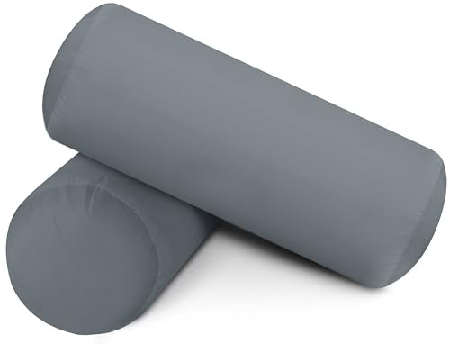 Utopia Bedding Nackenrolle 2er Set, 15x40 cm Kissenrolle Knierolle Zierkissen Sofakissen (Grau)