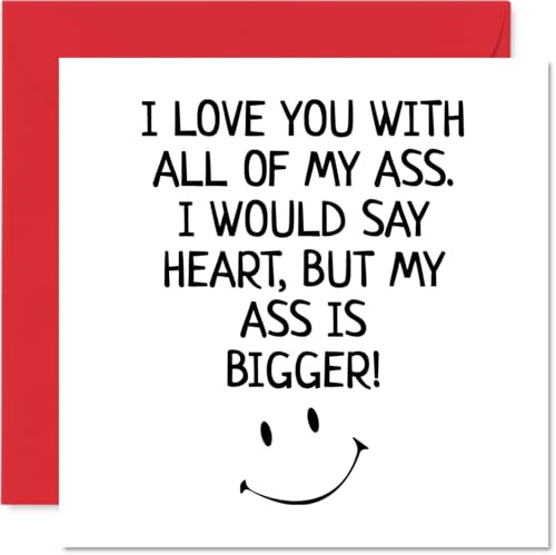 Stuff4 Lustige Valentinstagskarte für Ihn, I Love You with All of My Ass | Geburtstagskarte für Freund, Partner, Verlobte, 145 mm Grußkarten, Geburtstag, Valentinstag, Ehemann von Frau Freundin