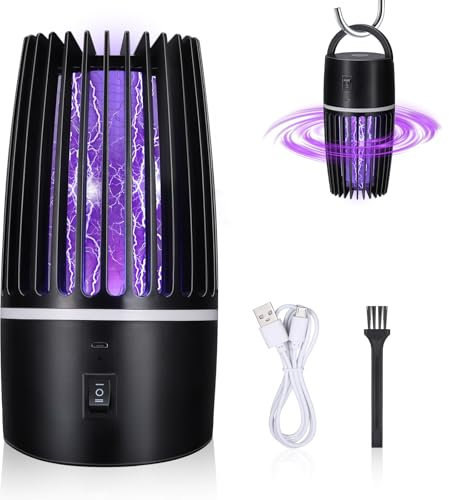 Wrischan 4000mAh Insektenvernichter Mückenlampe Elektrisch, 2 in 1 Mückenabwehr Outdoor mit UV-Lampe, 360° Mückenfalle, Insektenfänger mit USB Akku, Mosquito Killer für Schlafzimmer Camping Garten