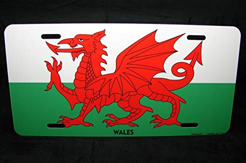 Biopracess wales flag metal novelty license plate for cars welsh dragon license plate 6x12 inches