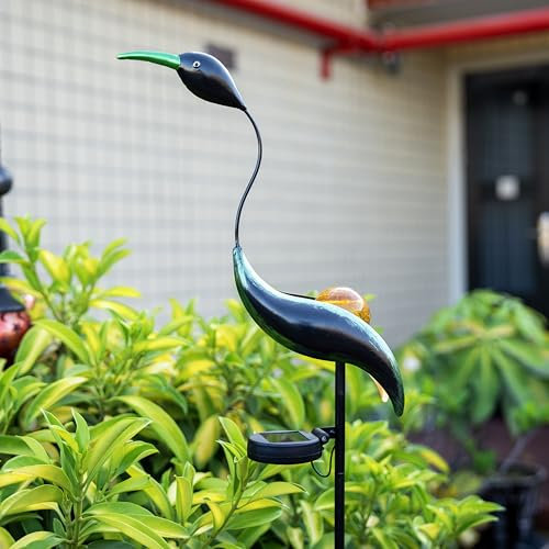 Solar Garden Statue Crane Yard Art Sculptures, Metal Heron Statues Outdoor for Patio Yard Lawn Porch Decorations, Garden Decor for Outside, House Warming Gifts - Mom Birthday Gifts