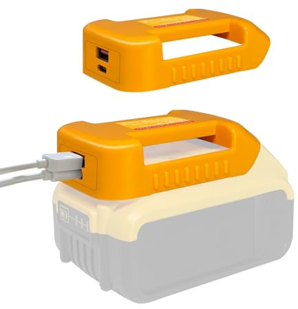 TPDL 2 Pack USB Ladegerät Adapter für Dewalt 18V 20V Akku, mit Typ C Schnellladeanschluss & USB-Anschluss, Akku-Halterung und Adapterfunktionen 2 in 1 (nur Adapter)