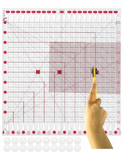 Karpoulra Quilting Rulers for Quilter Precise Fabric Cutting | Premium Acrylic Slotted Quilt Ruler for Accurate Measurements, Patchwork Sewing and Quilt Block Trimming