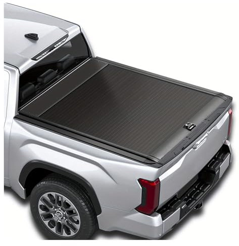 YBDFCBF Einziehbare harte Laderaumabdeckung, kompatibel mit Toyota Tundra 2014–2024, 5,5 Fuß LKW-Ladefläche, Heckfach-Deckel, Nachrüstung der verdickten Aluminium-Pickup-Rückabdeckung, Rollvorhang(Com