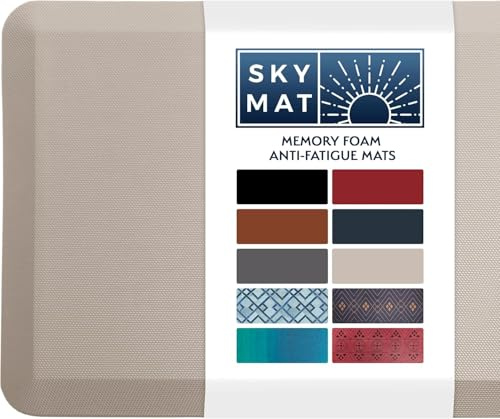 Kitchen Mat, Padded, Non-Slip, Absorbable Anti Fatigue Standing Mat for Kitchen Floor, Standing Desk, Office & Garage (Beige, 81.2L x 50.8W x 1.9Th cm)