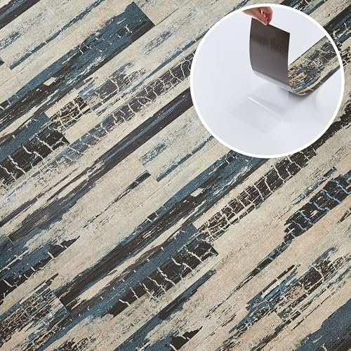 Self Adhesive Floor Planks - 10 Pack Cover 14.96 sq ft / 1.39 sqm - Vinyl Flooring Set - Distressed Grey Peel and Stick Tiles - 36x5.98 in (91.4x15.2cm) - Sticky Floor Tiles - Stormwave Timber Design