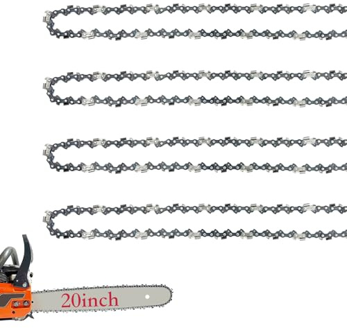 4 Pack 20 Inch Chainsaw Chain .325 Pitch .058 Gauge 76 Drive Links Fits for Blue Max 53543 8901 8902 52209, Oregon 21LPX076G, Stihl 36880050076, 25RM376E and More