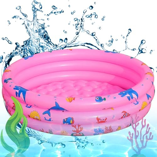Piscine Gonflable Ronde, Piscine Gonflable familiale, Pataugeoire, (Ø 90 Rose)