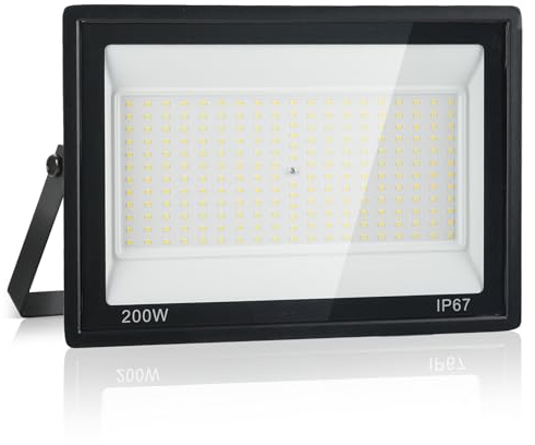 LED Strahler Außen 200W,IP67 Wasserdicht LED Fluter,228 LEDs,20000LM Superhell Außenstrahler,Led Scheiwerfer,7000K Kaltweiß Flutlicht Außenstrahler für den Garten,Hof,Garage,Auffahrt,Werkstatt,Flur