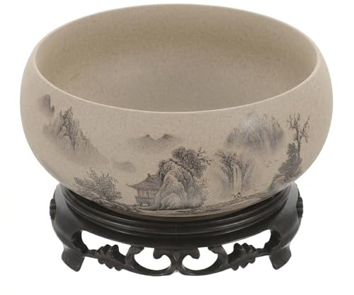 Yardwe Lotusschalen-Pflanzgefäß mit, Bonsai Schale Keramik für Sukkulenten Lotus & Zimmerpflanzen, 20X17.5 cm