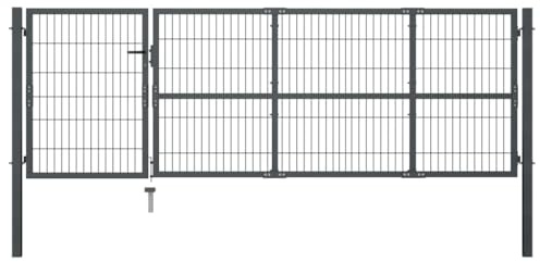 Festnight Puerta de Jardín 350x100 cm, Puerta para Valla con Sistema de Cerradura, Puerta de Exterior, Cancela de Valla