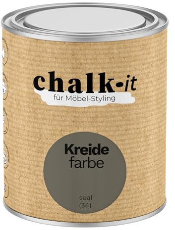 chalk-it Kreidefarbe 750ml (34) Seal Möbel Farbe Shabby Chic Holzlack Natur Vintage Look Möbellack Erfüllt EN71-3 Sicher Kindermöbel Spielzeuge