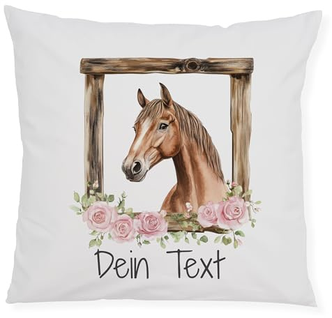 GRAZDesign Kissenbezug Pferd mit Namen personalisiert - Kuschelkissen für Mädchen, Geburtstag, Weihnachten