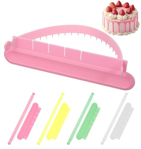 DOPENSPI 4 Stück Fondant Kuchenbogenlineal, Verstellbares Kunststoff Cake Skala Dekoration Marker Ruler für Fondant Dekorationen Hilfsmittel zum Messen und Teilen von Teig beim Backen