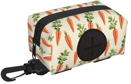 Soporte para bolsas de excrementos de perro para correa, suave, ligero, realista, estampado de zanahoria, dispensador de rollos, cierre de , accesorios para caminar con cremallera y mosquetón