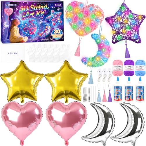 TEWWCEO Kit Manualidades 3D String Art, Juego de Manualidades con Farolillos para Niñas, Kit de Arte con Cuerdas en 3D para Niños, Regalo Niñas 6 7 8 9 10 11 12 Años, Regalos de Cumpleaños