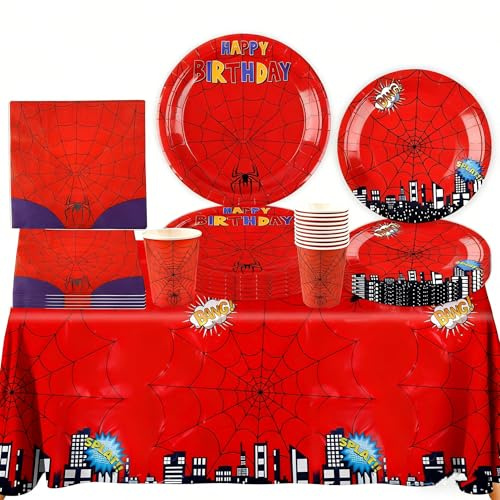 Geburtstag Party Pappteller Kindergeburtstag- Hero Partygeschirr Set Birthday Geburtstagsdeko Mädchen Junge Geschirr Party Tableware Supplies Kit Teller Tischdecke Servietten Tassen Kinder