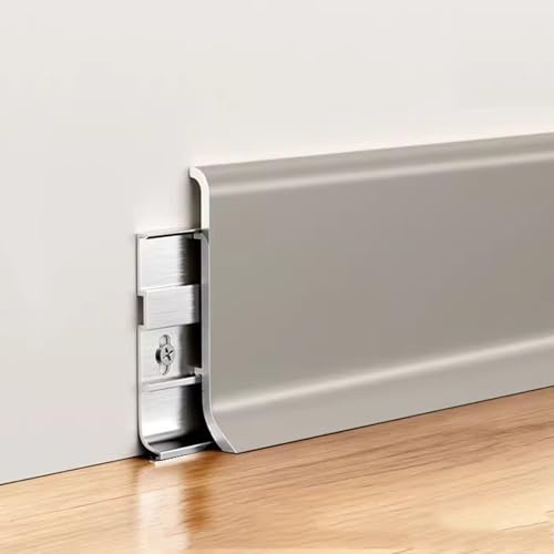 Confezione da 4 battiscopa in alluminio, 125 cm, per mobili da bagno e cucina, facili da installare e pulire, colore marrone e grigio, larghezza 40 mm