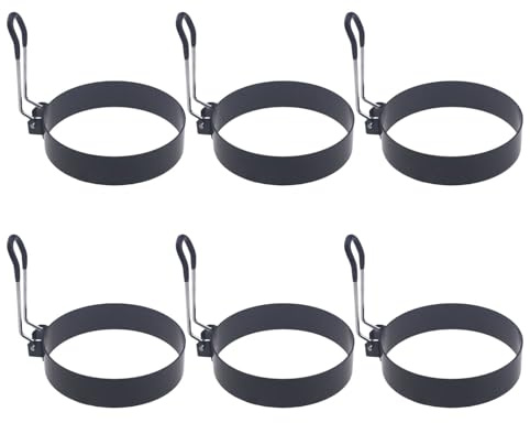TOVINANNA 6 Piezas Anillos para Freír Huevos Formador de Huevos de Acero Inoxidable Anillo Redondo para Tortilla Reutilizables Sartenes