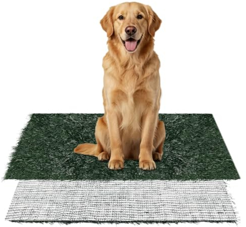 AUYAO Toilettes pour Chien avec Gazon Artificiel-80* 100cm, 1Pcs Pot pour Chien en Herbe Facile à Nettoyer, Respirant Bacs à Litières pour Chiens Exterieur Intérieur avec Tapis de Gazon Réaliste-Épais