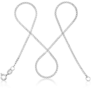 modabilé Panzerkette Damen Halskette aus 925er Sterling Silber (35cm-90cm 1,3mm breit) Silberkette 925 ohne Anhänger Silberne Kette Frauen Ketten Kurz