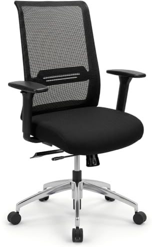 VERSEE TANDA Ergonomischer Bürostuhl aus Stoff/Mesh in Schwarz | mit Lendenstütze für Büro, Home-Office, Konferenzräume - Belastbar bis 150kg