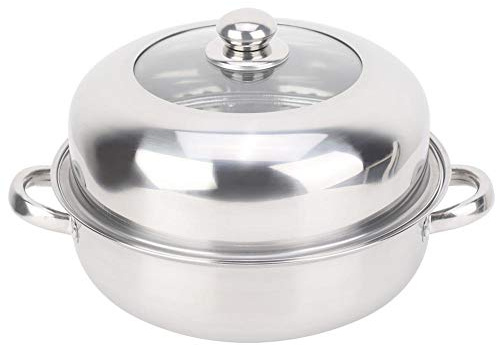 28CM Stainless Steel Steamer Basket Stockpot Pot Steel Single Layer Stockpot Hotpot Food Steamer Pot Kitchen Cookware Household Cooking