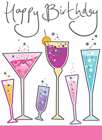 Piccadilly Greetings Moderno biglietto di compleanno – 17,8 x 12,7 cm, blu, grigio, rosa, pesca