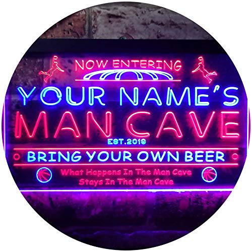 ADVPRO Personalized Your Name Est Year Theme Basketball Man Cave Sport Bar Dual Color LED Barlicht Neonlicht Lichtwerbung Neon Sign Rot & blau 300 x 210mm st6s32-qc1-tm-rb
