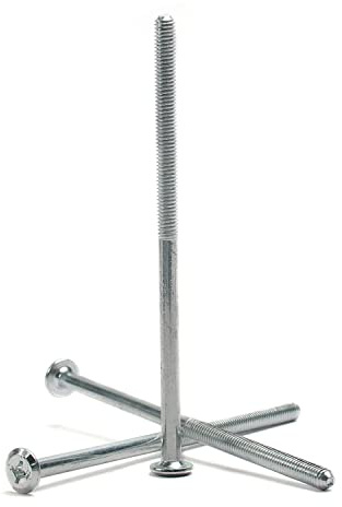 MroMax M6 x 120mm Carbon Steel Male Thread Phillips Flat Head Bolt Screw Half Thread Suitable for Double Bed Furniture TV Rack Wall Hanging Silver White 20pcs