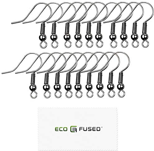 Eco-Fused Ganci per orecchini, 18 mm, 200 pezzi, senza nichel, tipo di bobina e sfera, colore: grigio scuro, acciaio placcato ipoallergenico, ideale per la creazione di gioielli
