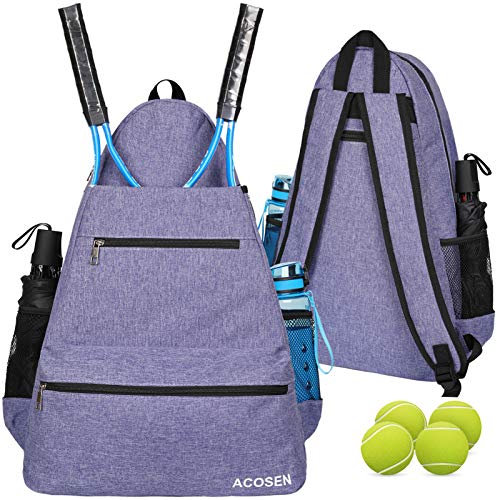 ACOSEN Tennistasche Tennisrucksack - Große Tennistaschen für Damen und Herren zur Aufnahme von Tennisschlägern, Pickleball Paddeln, Bällen und anderem Zubehör (Lila)