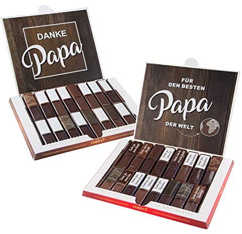 younikat Aufkleber-Set Bester Papa für Merci Schokolade - dv836 | Geschenk Vatertag Geburtstag Dankeschön, blanko Aufkleber, selbstklebend, ohne Schokolade