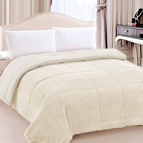 Morbidissimi Trapunta Dolomiti velluto e lana agnellata - dimensioni varie Z584 Matrimoniale CREMA