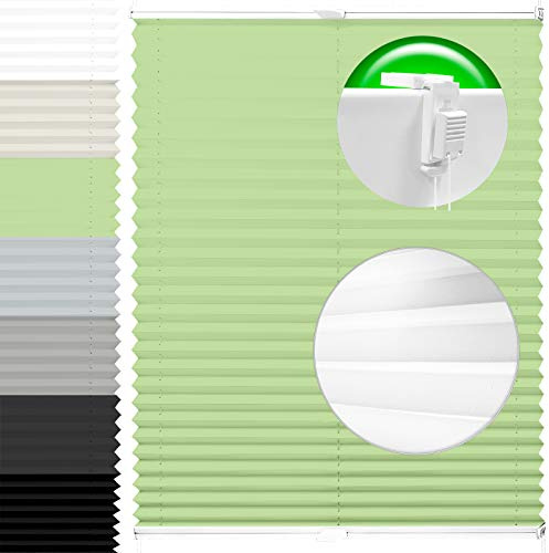 Horivert Plissee Pliseerollo mit Klemmträger Ohne Bohren Stoff Fensterrollo Klemmfix Faltrollo Jalousie Sonnenschutz Blickdicht 75x120 cm